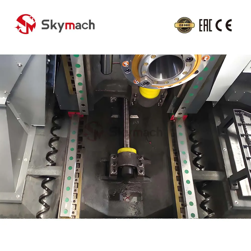 Heavy-Duty Base with Dual Spiral Chip Augers & Roller Guideways