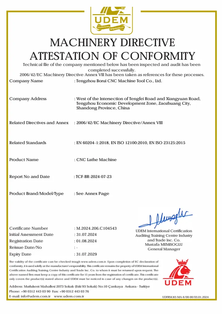 Skymach CNC Quality Certification CE